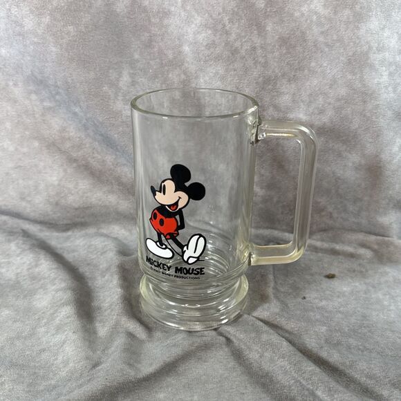Vintage Walt Disney Productions Mickey Mouse Glass Mug - Picture 1 of 7
